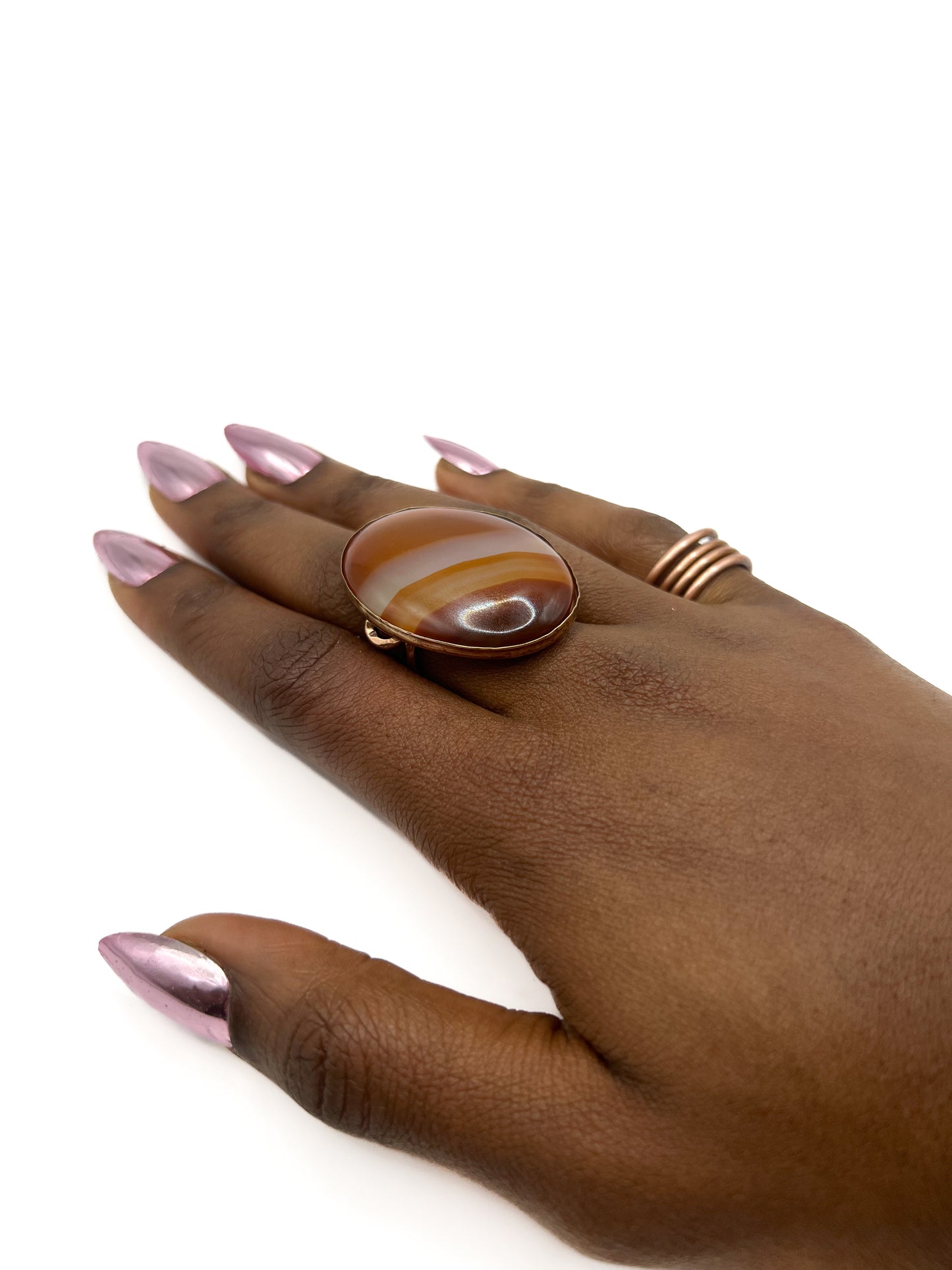 Red Striped agate ring