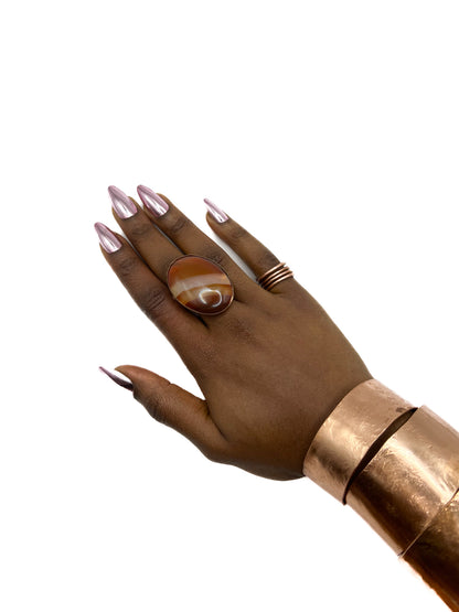 Red Striped agate ring