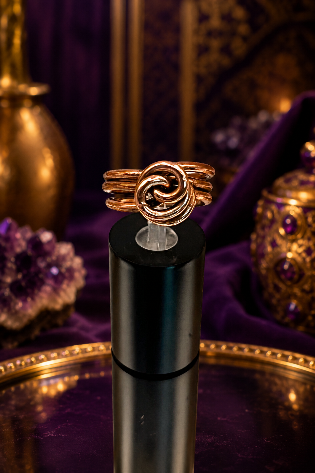 Knotted Rose Copper Ring