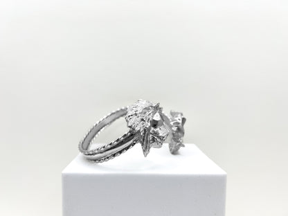 Silver double lion head bangle